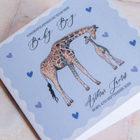 Personalised Giraffe Baby Boy Card - Baby Shower / New Baby / New Arrival