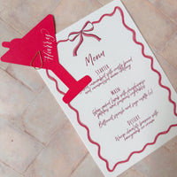 Hand Drawn Bow Wedding Menu | Pink Bow Event Stationery