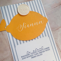 Italian Style Wedding Menu with Lemon Place Name