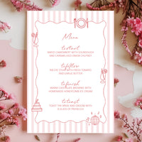 Hand Illustrated Striped Pink Wedding Menu