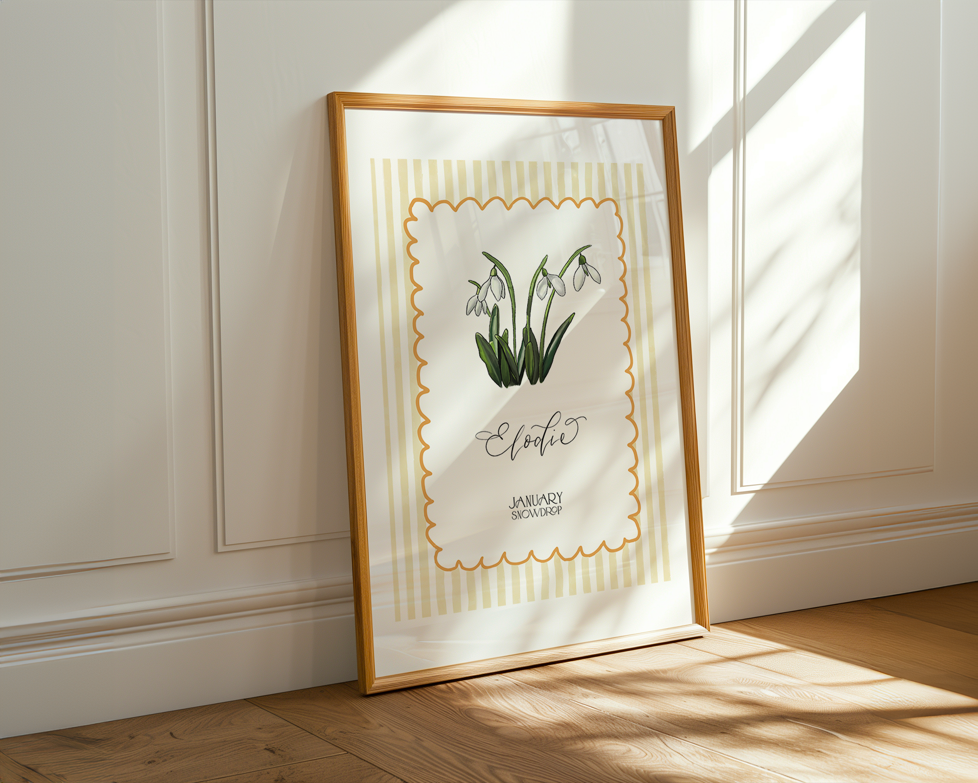 January Birth Month Flower Art Print | Personalised Nursery Decor