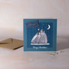 Christmas card with penguin design and personalised calligraphy name