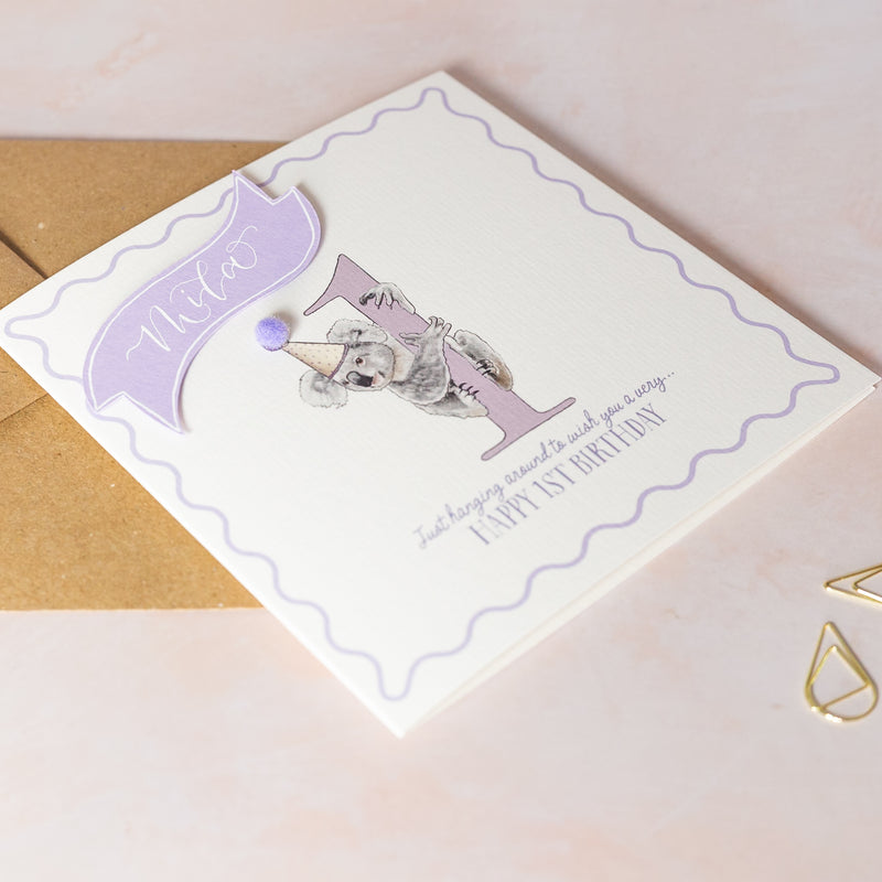 Personalised Kids Koala 1st Birthday Card