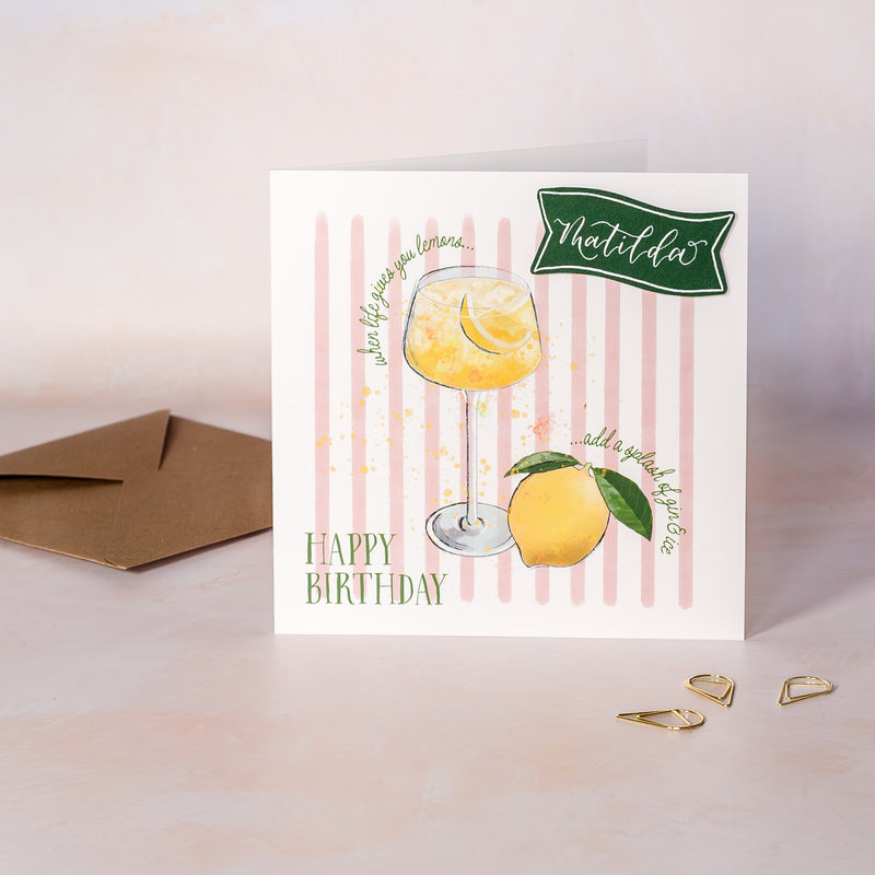 Personalised Lemon Cocktail Birthday Card