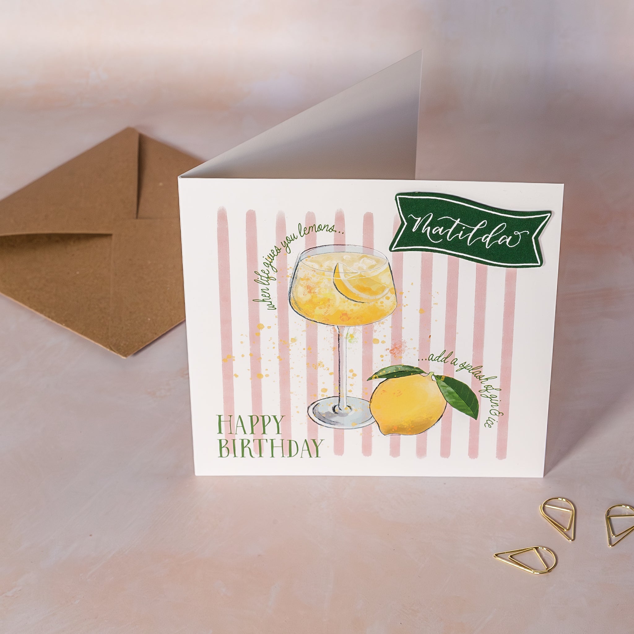 Personalised Lemon Cocktail Birthday Card