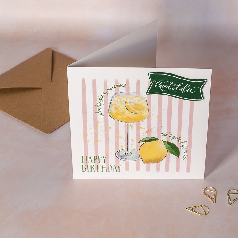Personalised Lemon Cocktail Birthday Card