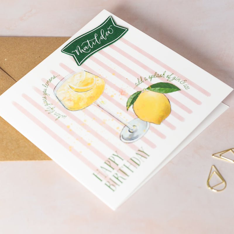 Personalised Lemon Cocktail Birthday Card