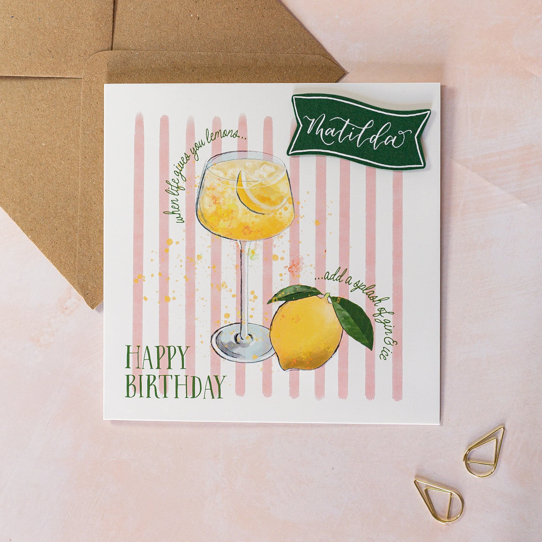 Personalised Lemon Cocktail Birthday Card