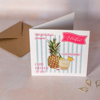 Personalised Pineapple and Cocktail Birthday Card