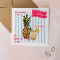 Personalised Pineapple and Cocktail Birthday Card