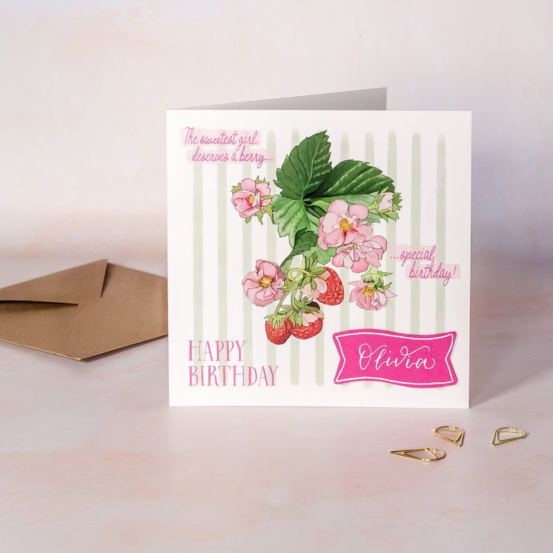 Berry Special Birthday Card | Personalised Strawberry Design