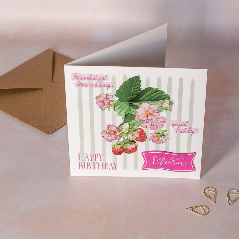 Berry Special Birthday Card | Personalised Strawberry Design