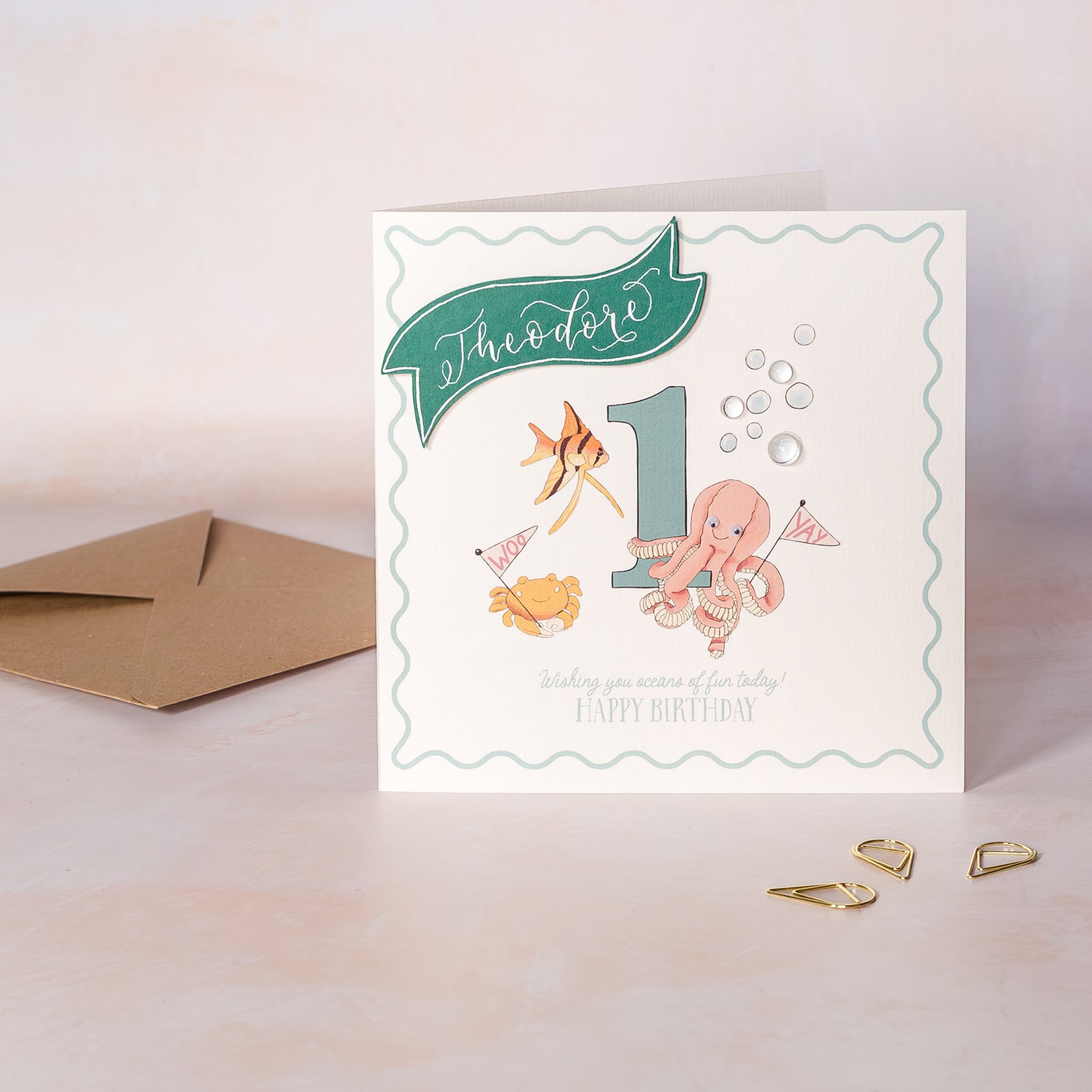 Personalised Kids Under the Sea 1st Birthday Card