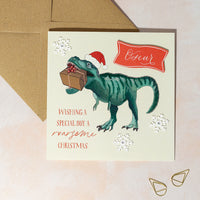 Roarsome Christmas Card | Personalised Dinosaur Card for Boys
