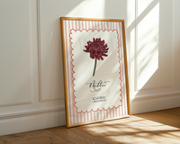November Birth Month Flower Art Print | Personalised Nursery Decor