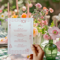 Hand Illustrated Striped Pink Wedding Menu
