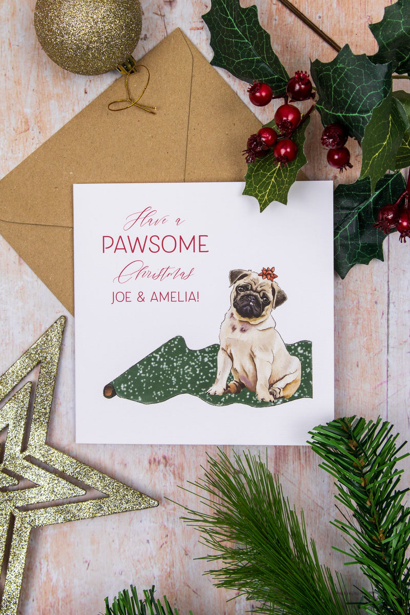 Personalised Christmas Pug Christmas Card