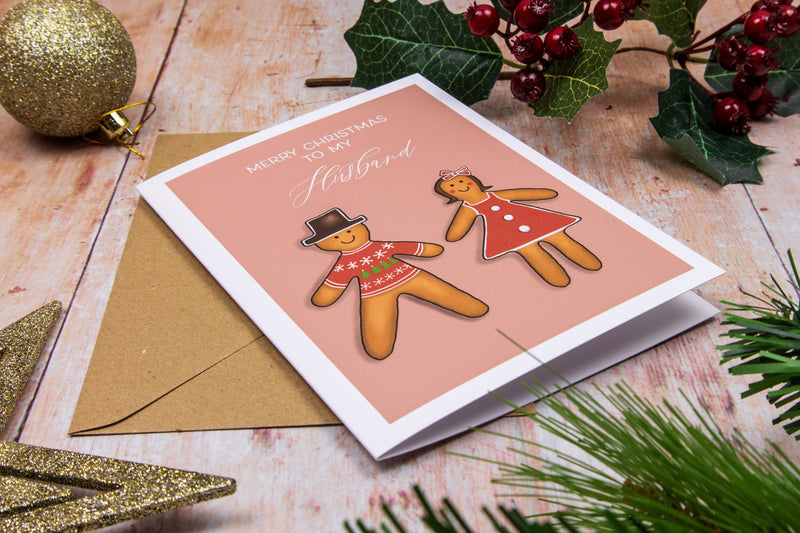 Personalised Gingerbread Couple (Him & Her) - Christmas Card