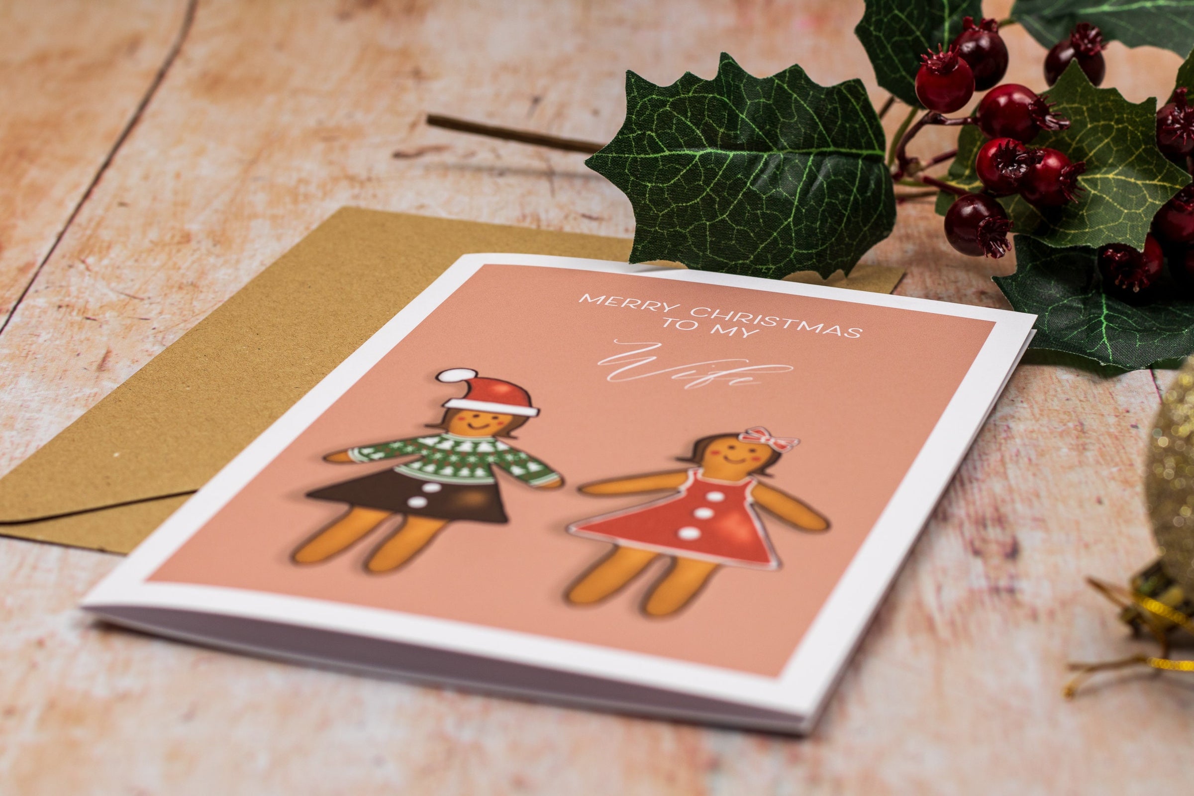 Personalised Gingerbread Couple (Her & Her) - Christmas Card