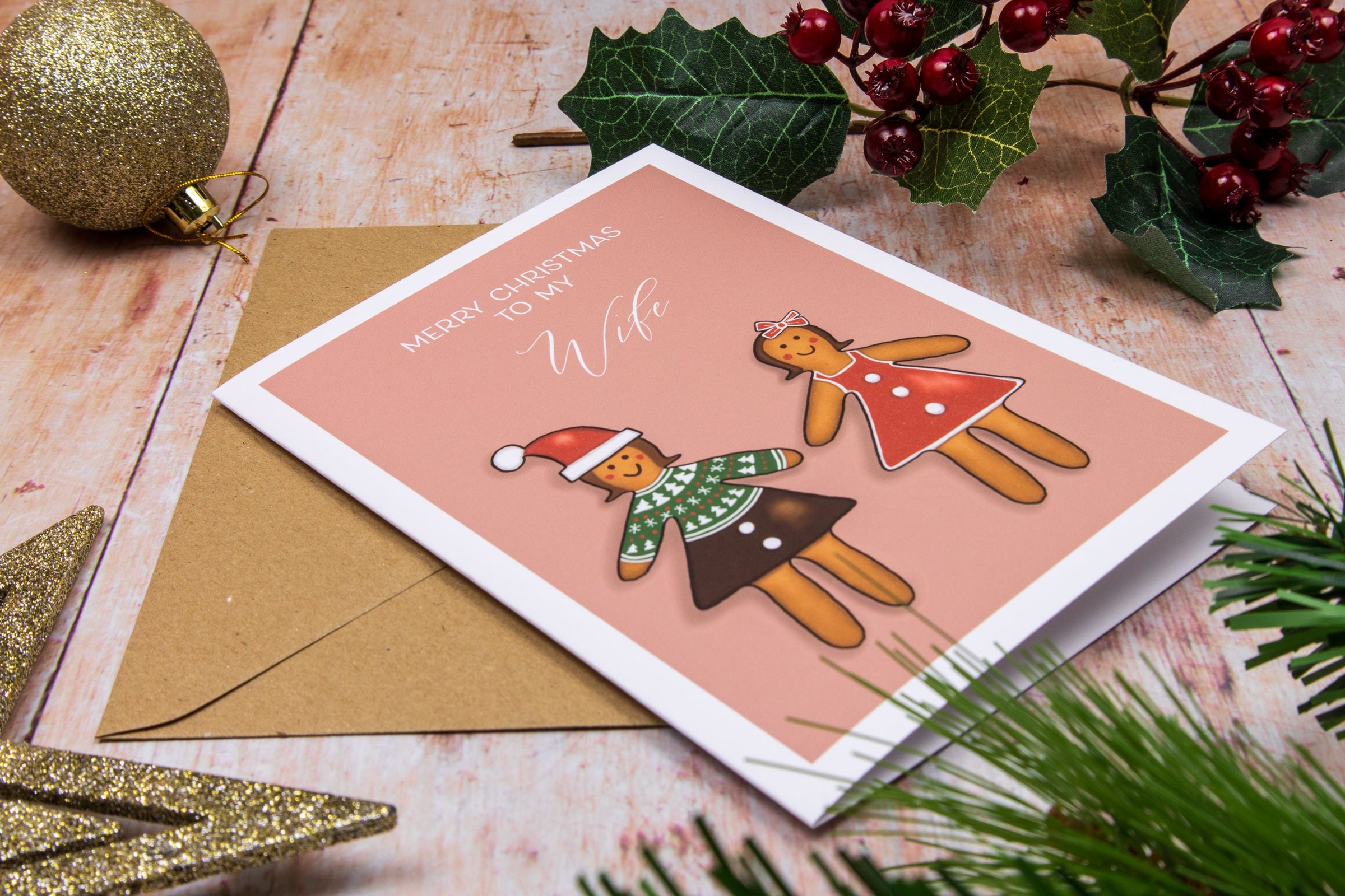 Personalised Gingerbread Couple (Her & Her) - Christmas Card