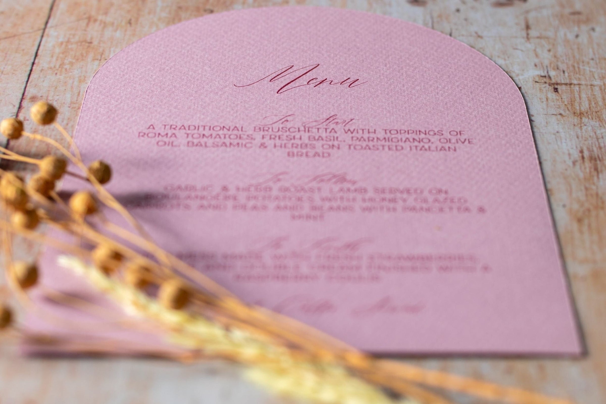 Personalised Arch Wedding Menu - Wedding Stationery / Event Stationery / Place Settings / Wedding Table