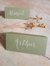 Sage Green Folded Place Cards - Wedding/Event Place Settings