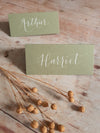 Sage Green Folded Place Cards - Wedding/Event Place Settings