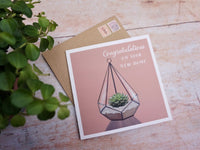 New Home Card - Terrarium/Succulent Illustration - Greetings Card