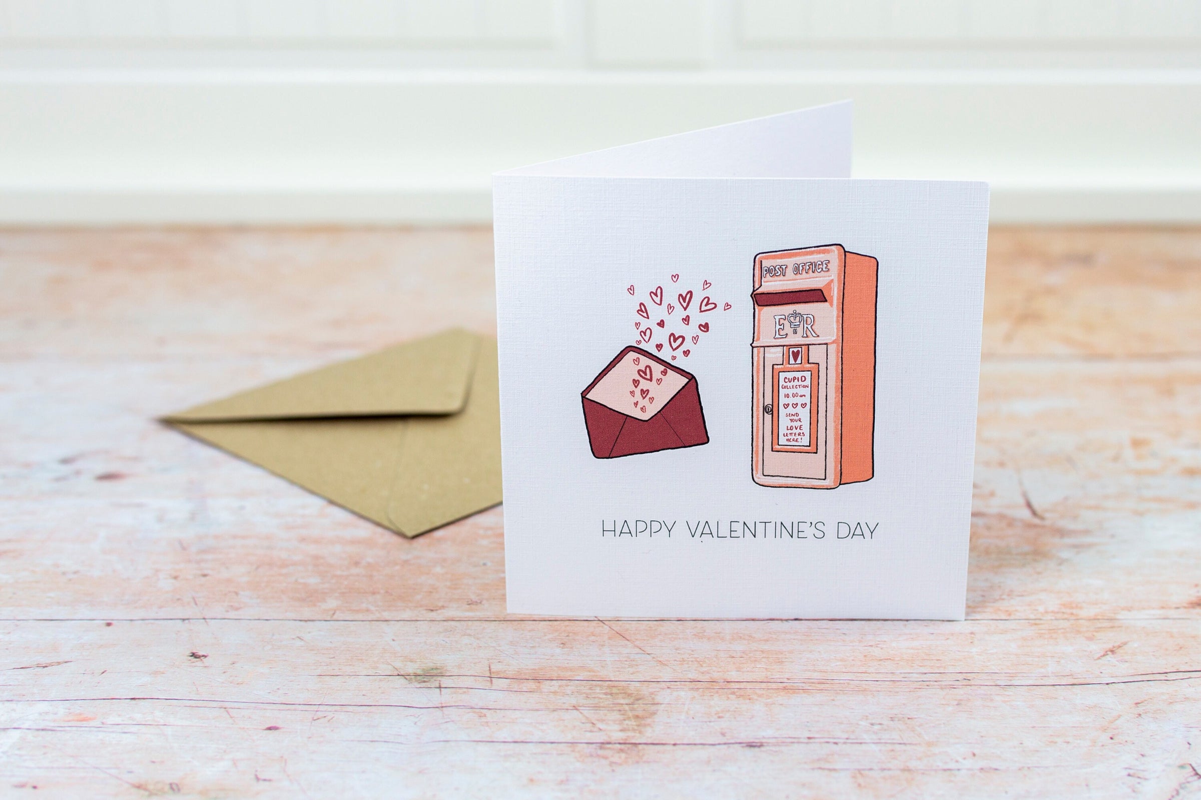 Personalised Valentine's Day Card - Pink Postbox and Love Letter