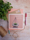 New Home Card - Terrarium/Succulent Illustration - Greetings Card