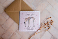 Personalised Giraffe Baby Girl Card - Baby Shower / New Baby / New Arrival