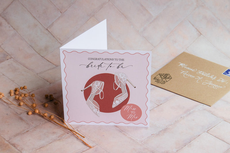 Personalised Wedding Shoes Card - Bridal Shoes / Hen Party / Bridal Shower / Bride To Be / Engagement