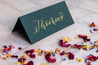 Racing Green Folded Place Cards - Wedding / Event Place Settings