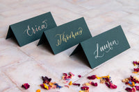 Racing Green Folded Place Cards - Wedding / Event Place Settings