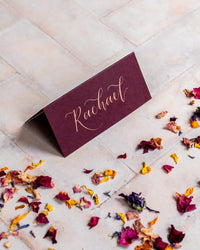 Claret Folded Place Cards - Wedding / Event Place Settings
