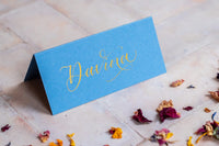 New Blue Folded Place Cards - Wedding / Event Place Settings