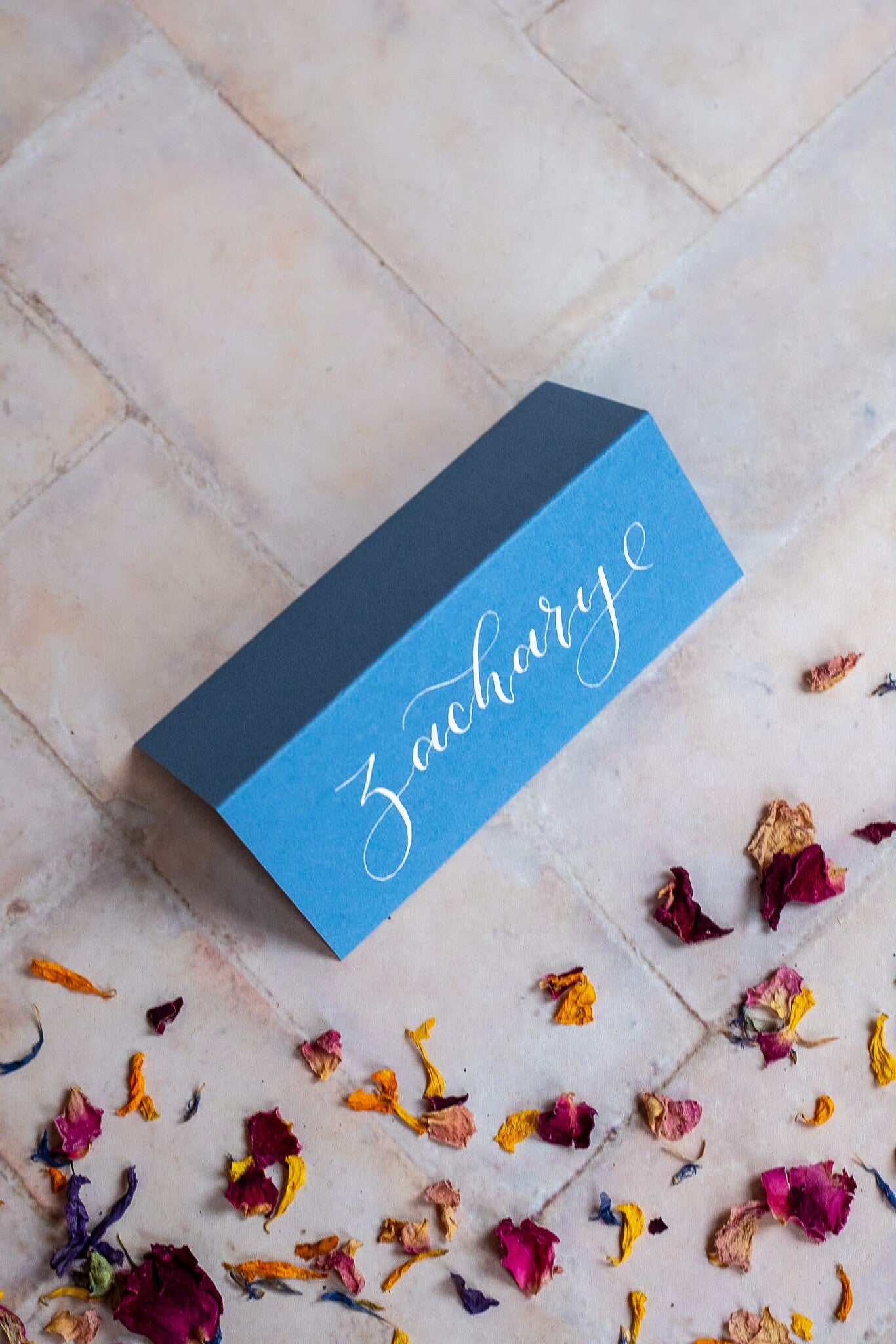 New Blue Folded Place Cards - Wedding / Event Place Settings