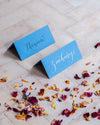 New Blue Folded Place Cards - Wedding / Event Place Settings