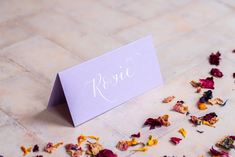 Lavender Folded Place Cards - Wedding / Event Place Settings / Lilac / Pastel