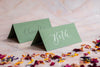 Mid Green Folded Place Cards - Wedding / Event Place Settings / Khaki
