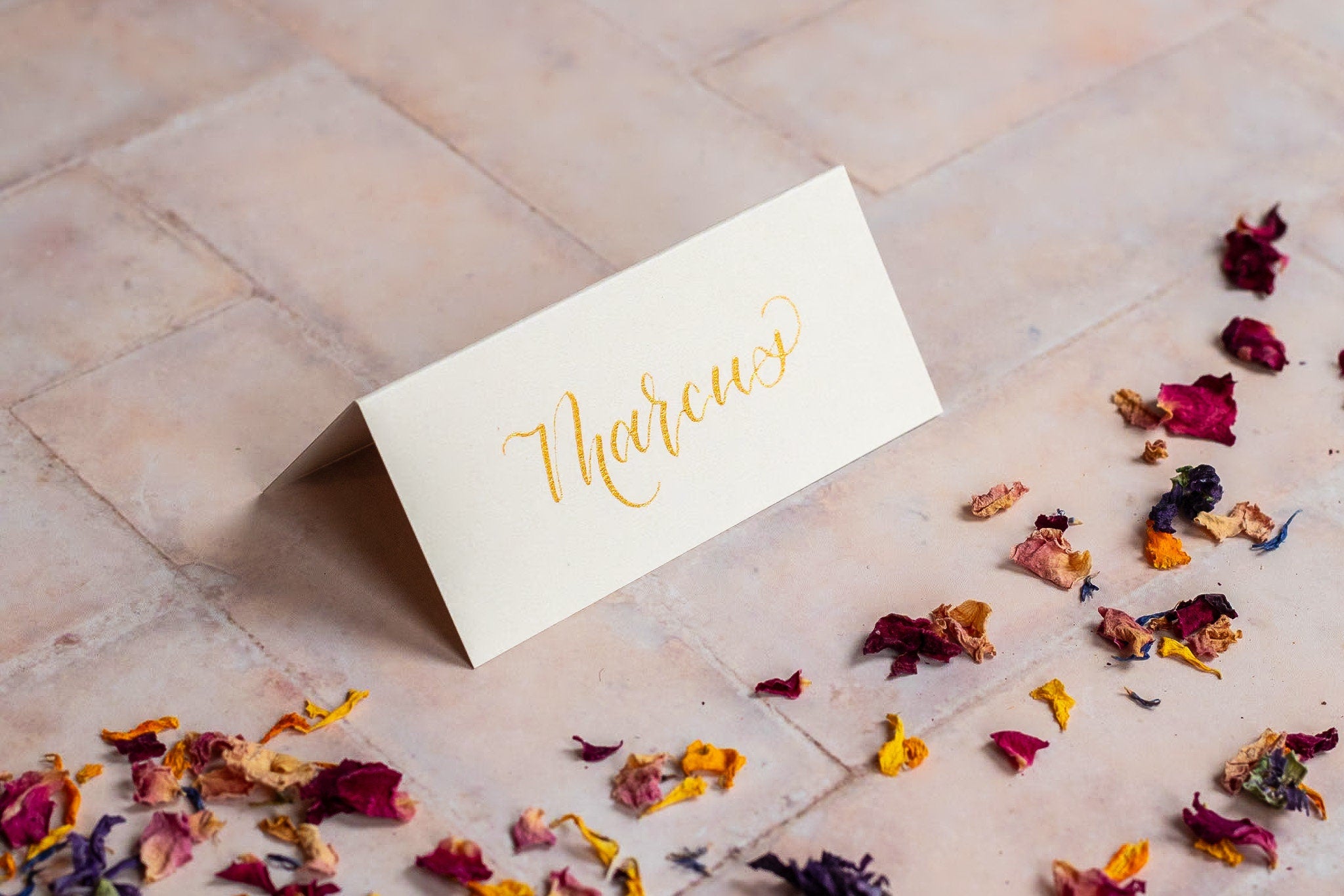 Mist Folded Place Cards - Wedding/Event Place Settings / Natural / Beige / Cream