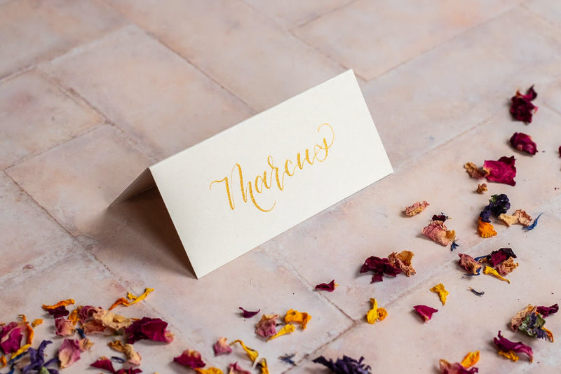 Mist Folded Place Cards - Wedding/Event Place Settings / Natural / Beige / Cream