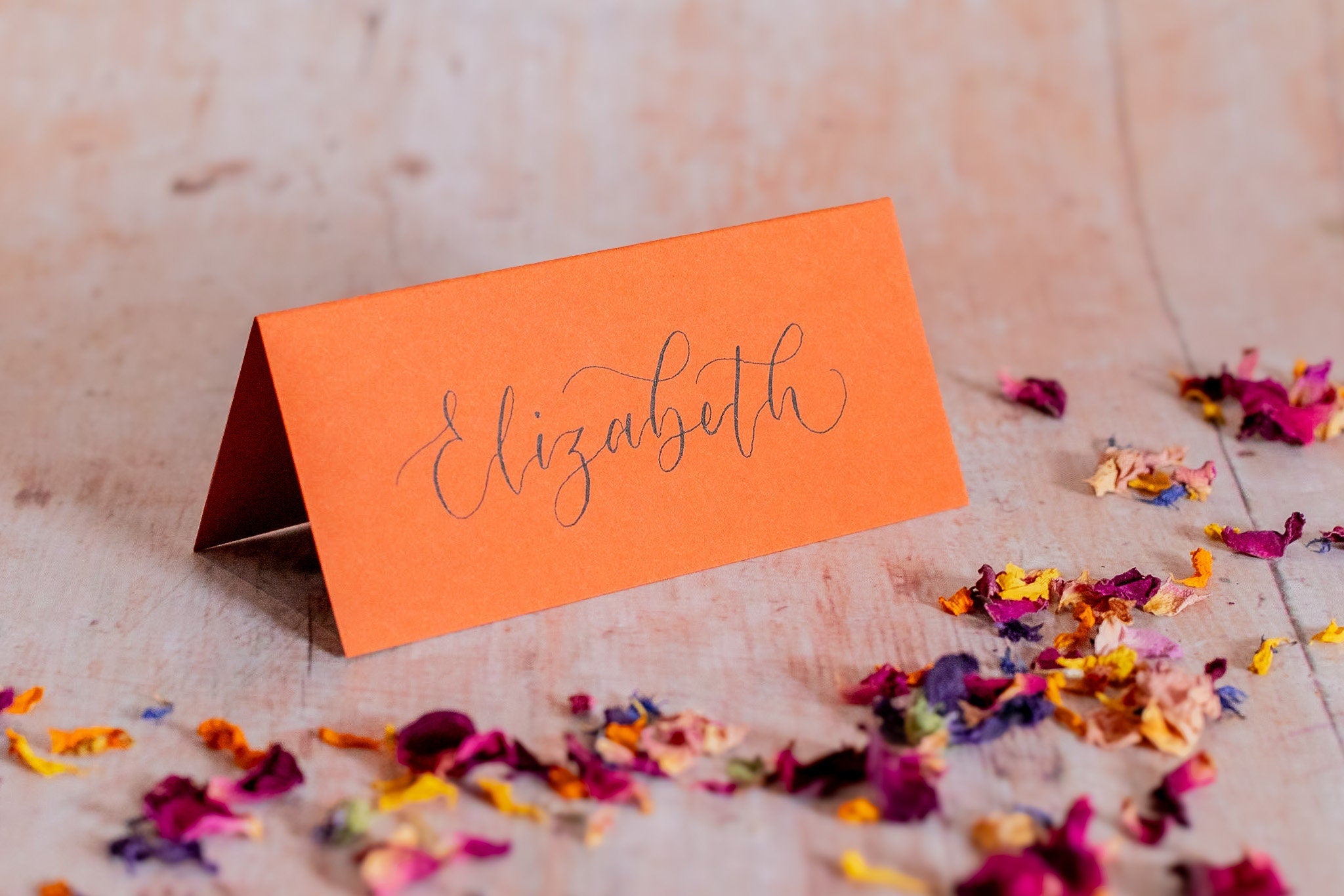 Rust Orange Folded Place Cards - Wedding / Event Place Settings