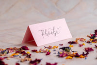 Candy Pink Folded Place Cards - Wedding / Event Place Settings