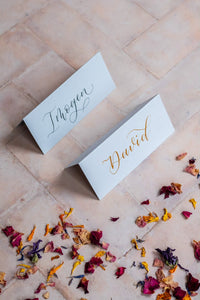 Cool Blue Folded Place Cards - Wedding/Event Place Settings