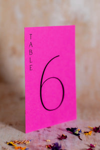 Hot Pink Table Numbers / Table Names - Personalised Wedding / Event Stationery