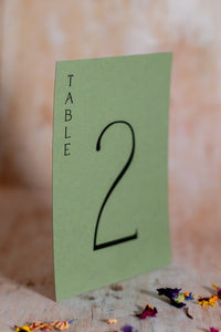 Mid Green Table Numbers / Table Names - Personalised Wedding / Event Stationery
