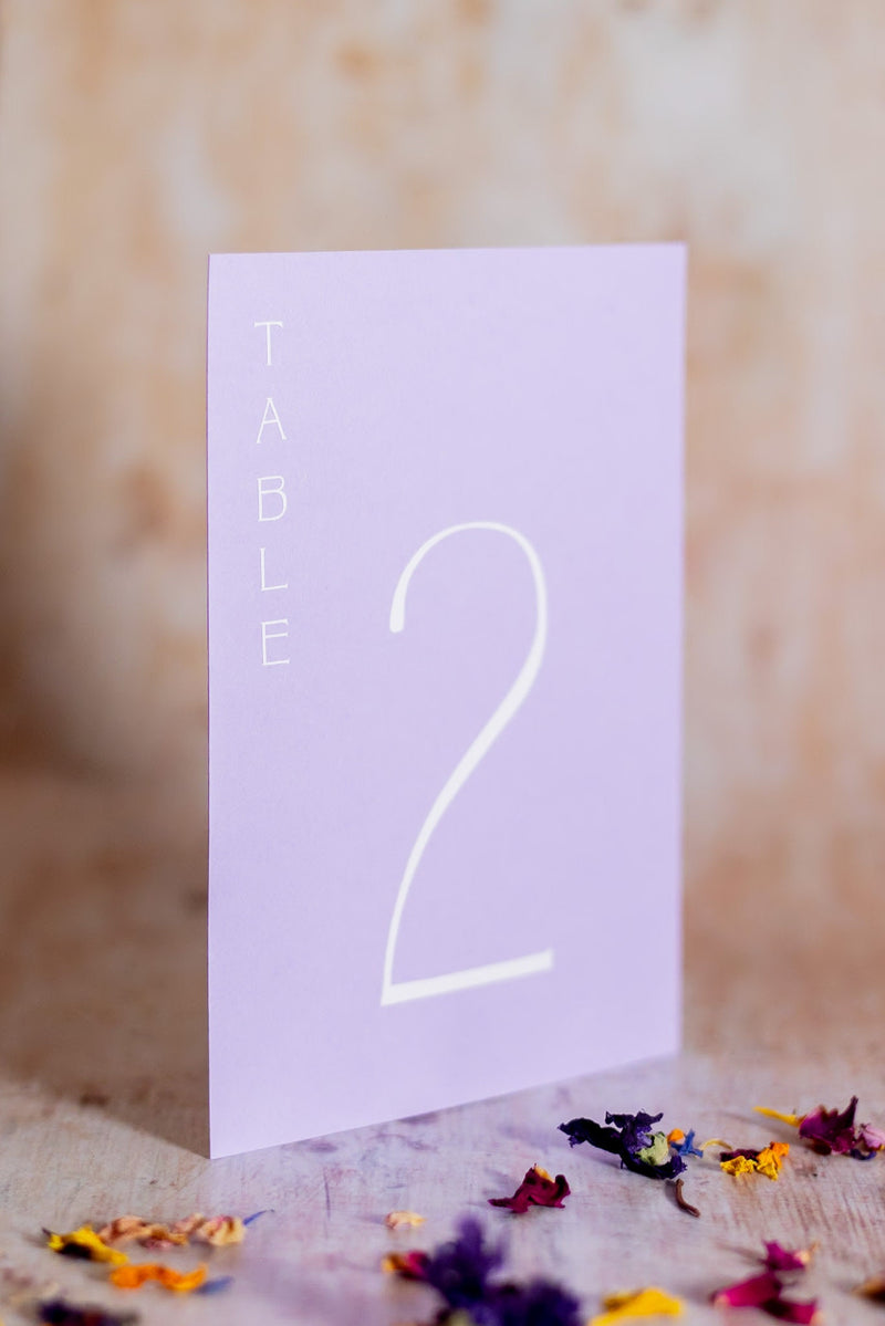 Lavender Table Numbers / Table Names - Personalised Wedding / Event Stationery