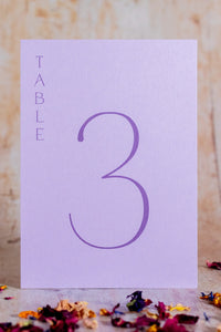 Lavender Table Numbers / Table Names - Personalised Wedding / Event Stationery
