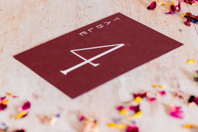 Claret Table Numbers / Table Names - Personalised Wedding / Event Stationery